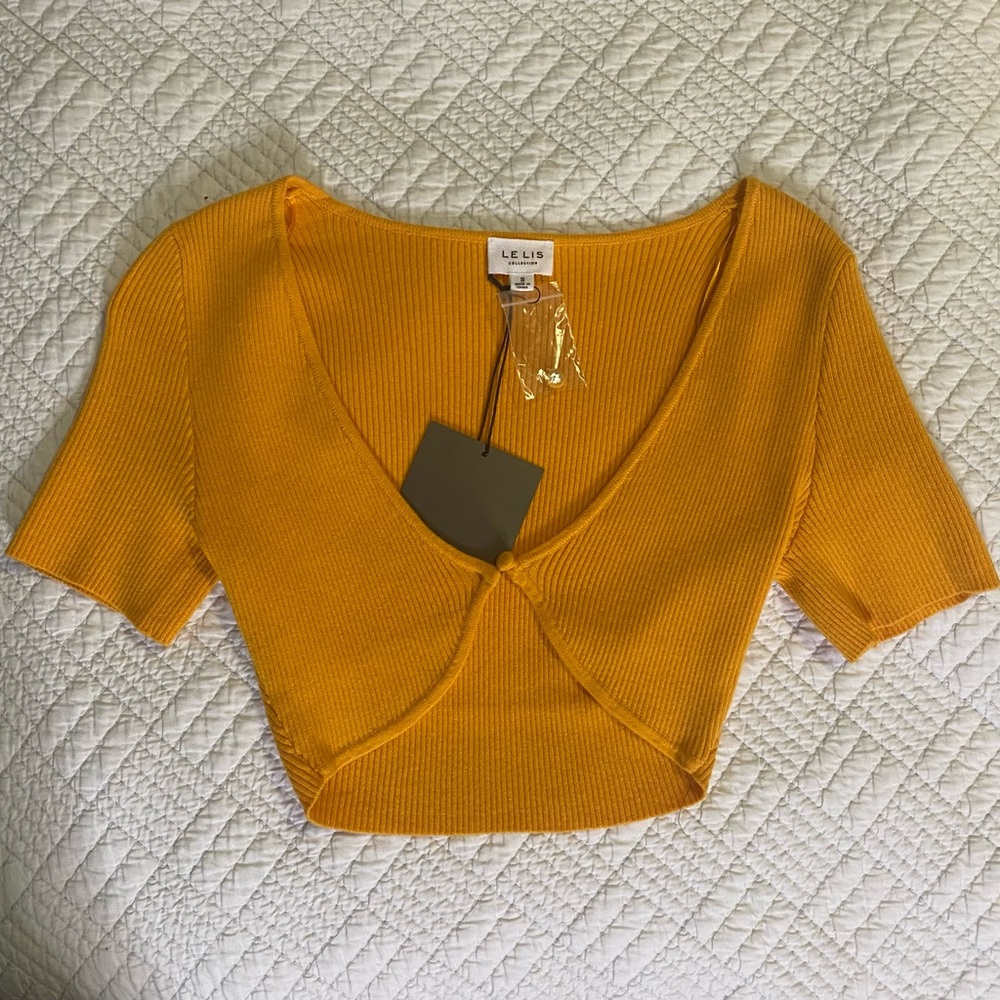 Le Lis Golden Yellow Ribbed Crop Top